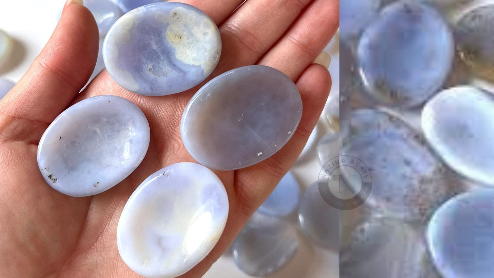 Natural Blue Lace Agate Worry Stone