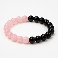 Rose Quartz With Black Obsidian Bracelet 8MM – Balance Love & Protection in One