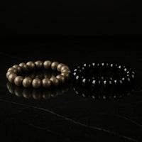 Richi Rich Combo- Pyrite and Black Obsidian Bracelet 8MM Wealth & Protection in One