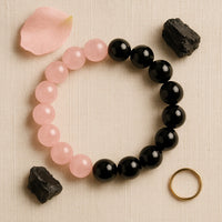 Rose Quartz With Black Obsidian Bracelet 8MM – Balance Love & Protection in One