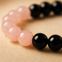 Rose Quartz With Black Obsidian Bracelet 8MM – Balance Love & Protection in One