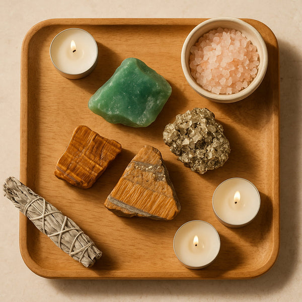 Aventurine, Pyrite & Tiger Eye Abundance Trio Raw Crystal Set by Nazima Agate