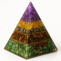Multi-layer Money Magnet Pyramid (Amethyst, Citrine, Pyrite, Tiger Eye, Green Aventurine) for abundance décor – Nazima Agate