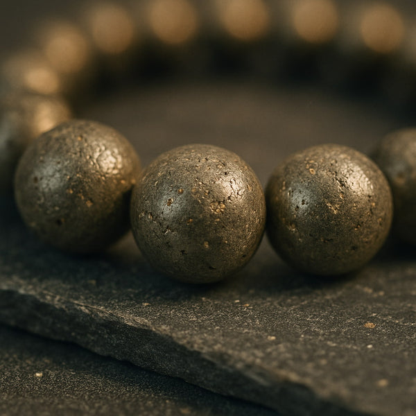 Natural Pyrite Energy Bracelet (8mm) — Magnetize Wealth, Confidence & Protection