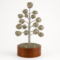 Pyrite Wealth Crystal Tree by Nazima Agate on wooden base, energized for prosperity, luck and business growth