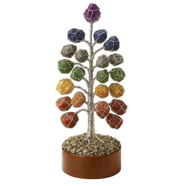 Raw 7 Chakra Healing Crystal Tree handcrafted with natural stones for energy balance and spiritual alignment by Nazima Agate