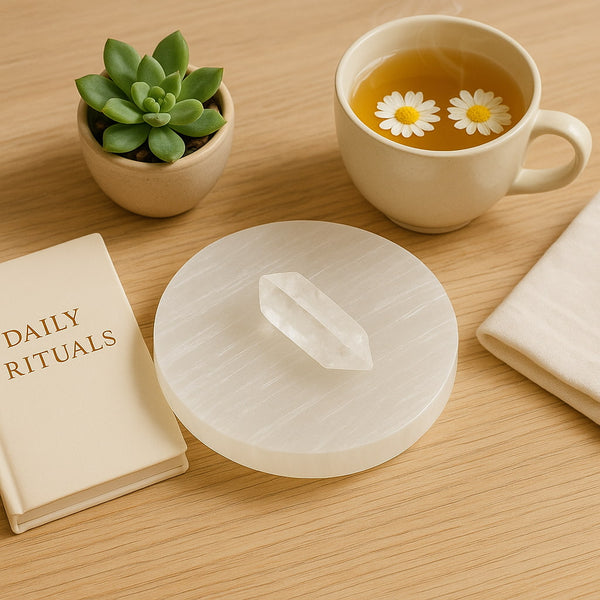 Premium gift ready selenite charging plate by Nazima Agate