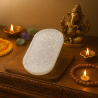 Hand-placed Quartz on Selenite Crystal Charging Plate