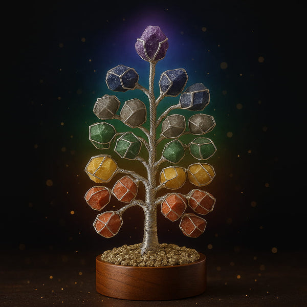 Spiritual crystal tree for vastu and positive energy decor, designed with authentic stones and artisanal wirework