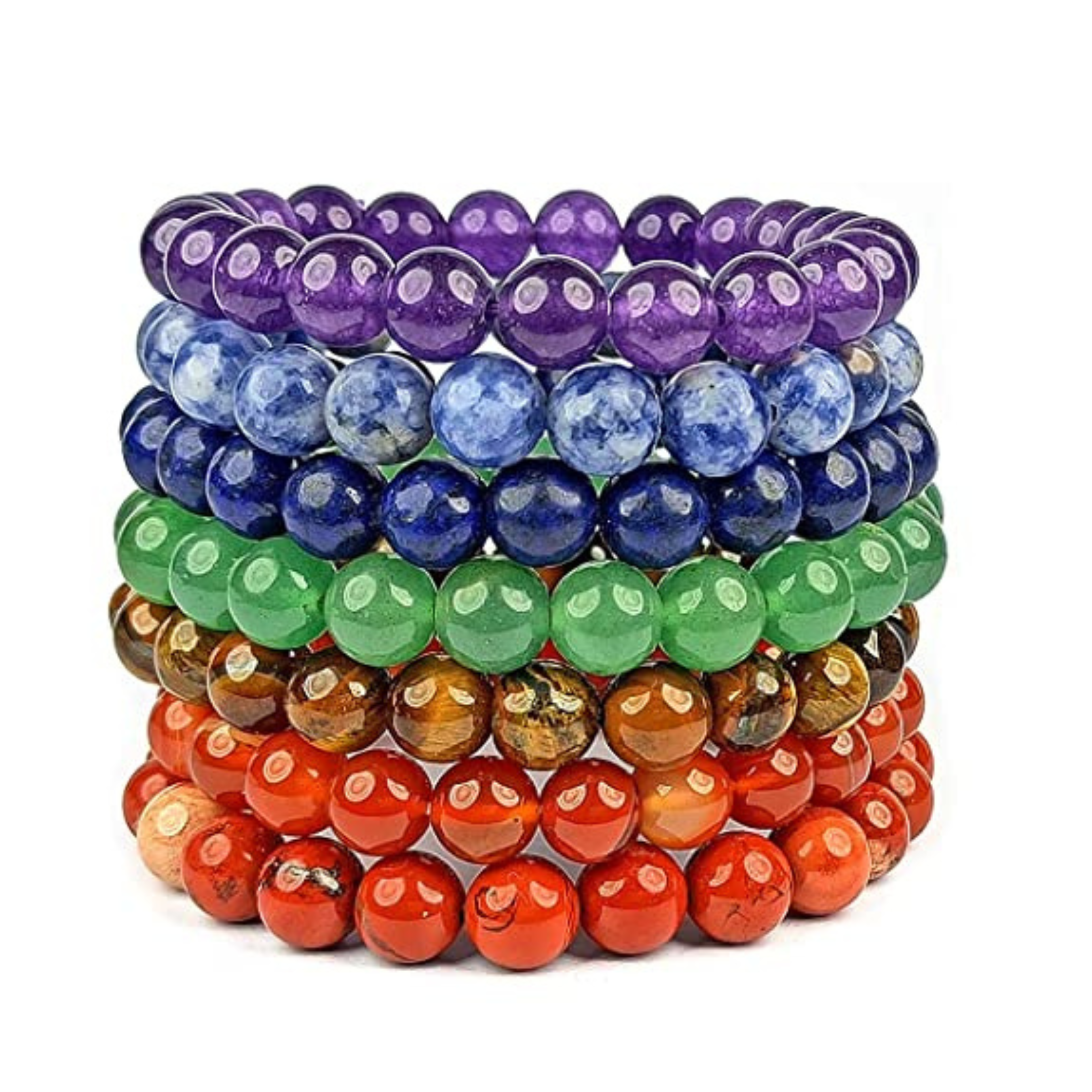 7 Chakra Bracelet with Dragon Vein Agate Beads, For Men & Women