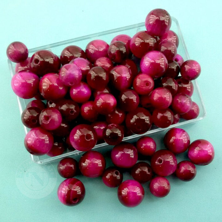 PINK TIGER EYE LOOSE BEADS 8MM