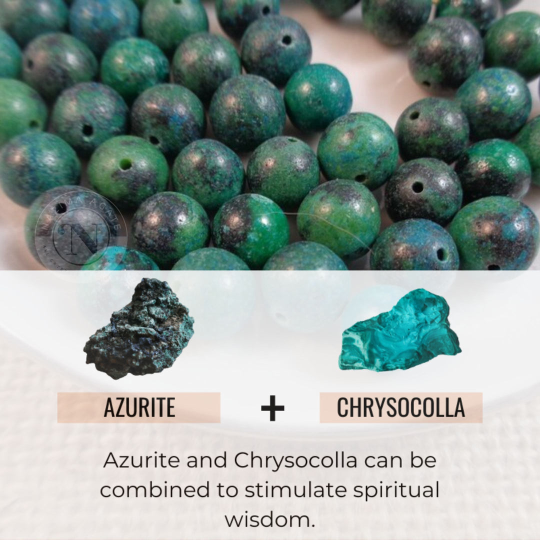 CHRYSOCOLLA AZURITE LOOSE BEADS 8MM