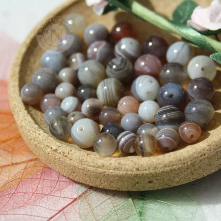 NATURAL BOTSWANA AGATE LOOSE BEADS 8MM