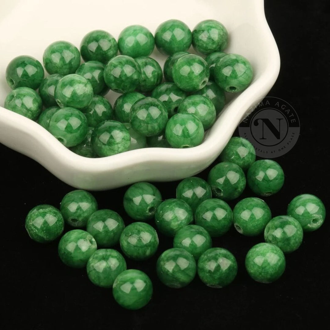 GREEN JADE LOOSE BEADS 8MM