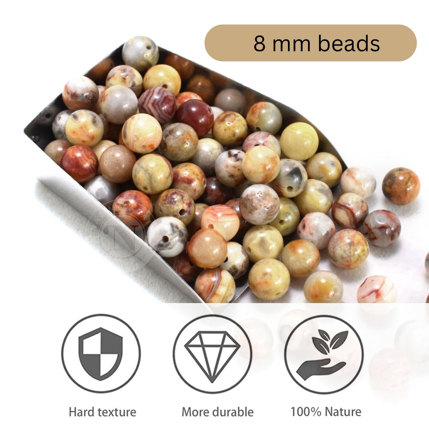 CRAZY LACE AGATE LOOSE BEADS 8MM