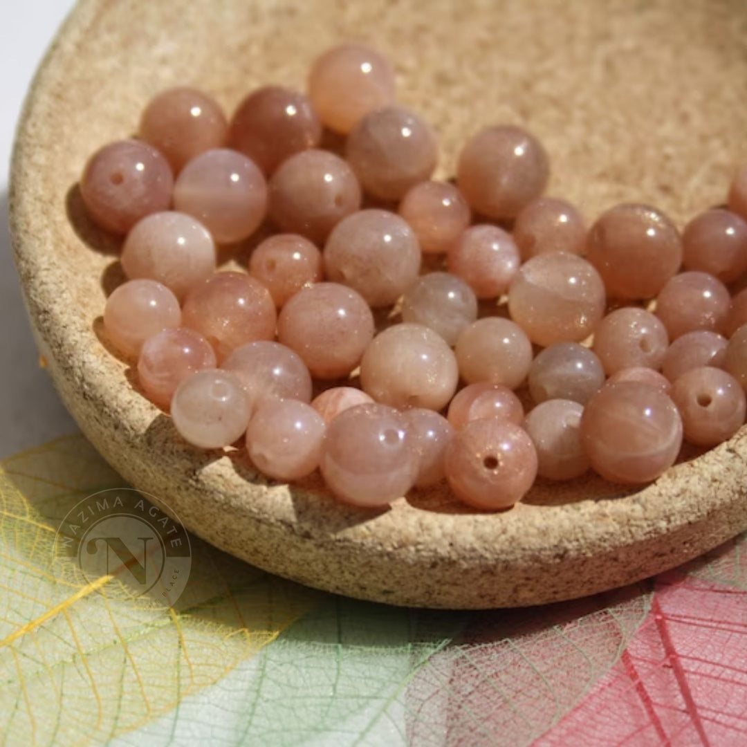 PEACH MOONSTONE LOOSE BEADS 8MM