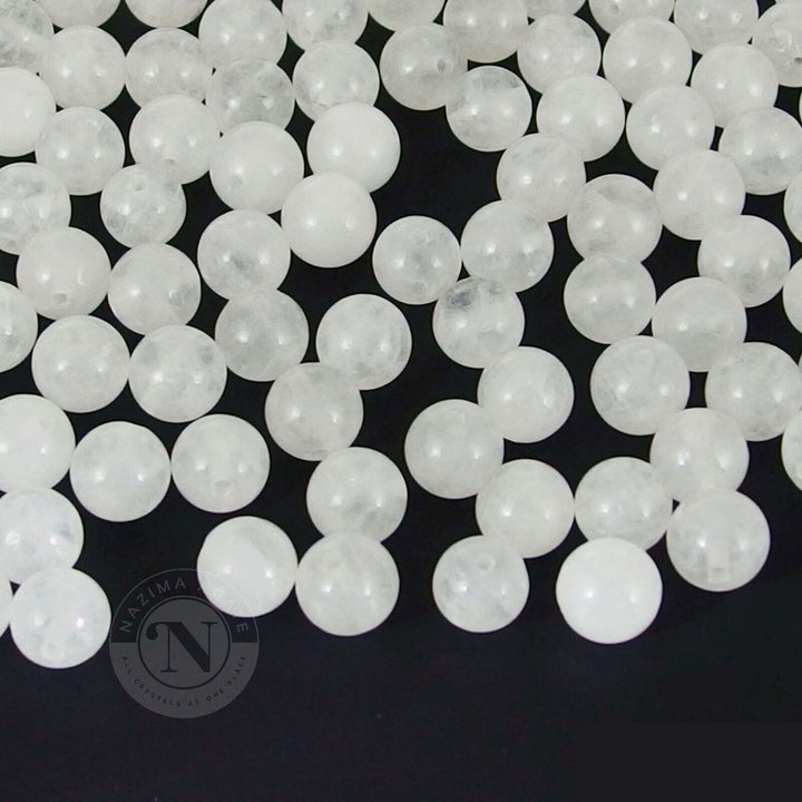 WHITE JADE LOOSE BEADS 8MM