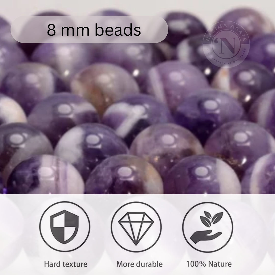 BANDED AMETHYST LOOSE BEADS 8MM