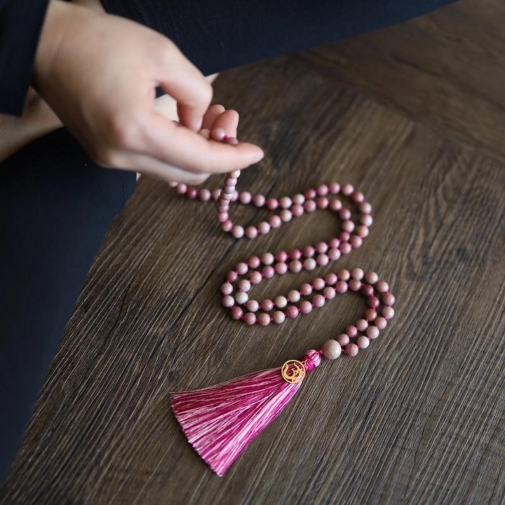 RHODONITE MALA 108 BEADS - HIGH ENERGY GEMSTONES 8MM