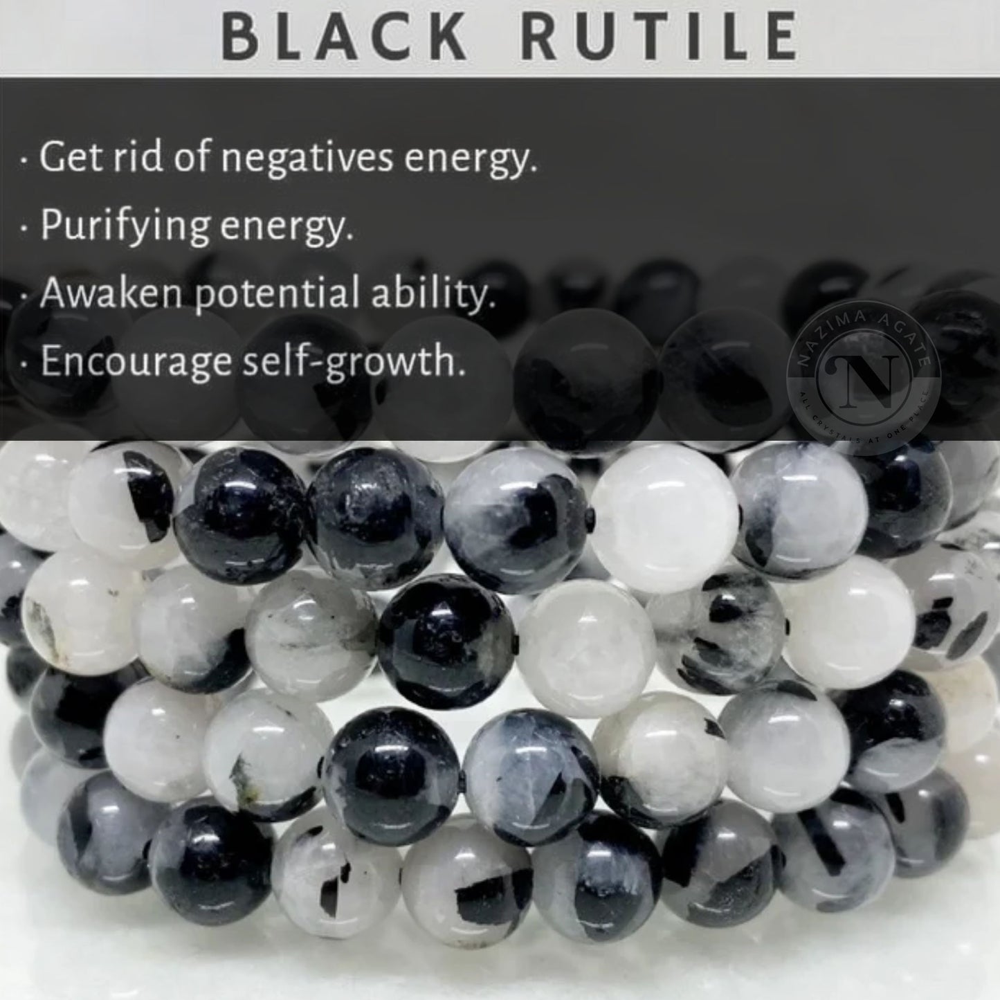 BLACK RUTILE ENERGY BRACELET 8MM