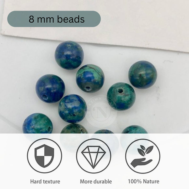 CHRYSOCOLLA AZURITE LOOSE BEADS 8MM