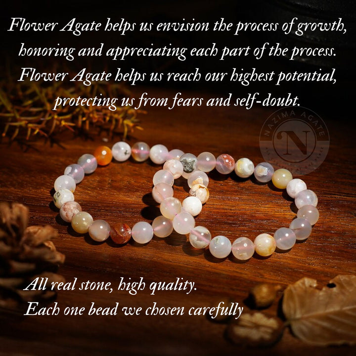 FLOWER AGATE ENERGY BRACELET 8MM