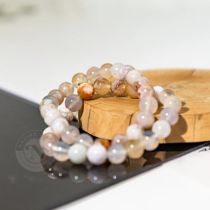 FLOWER AGATE ENERGY BRACELET 8MM