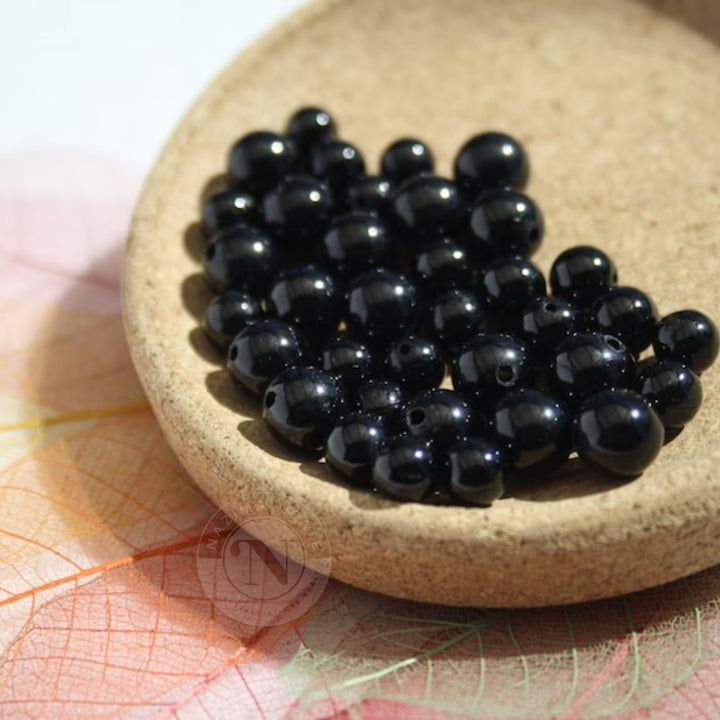 BLACK TOURMALINE LOOSE BEADS 8MM