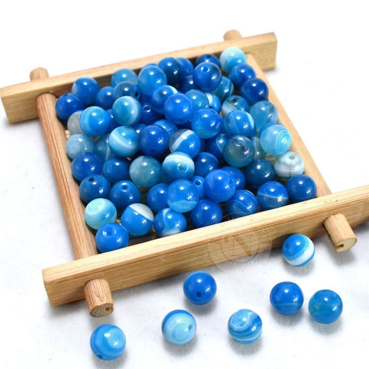 BLUE AGATE LOOSE BEADS 8MM