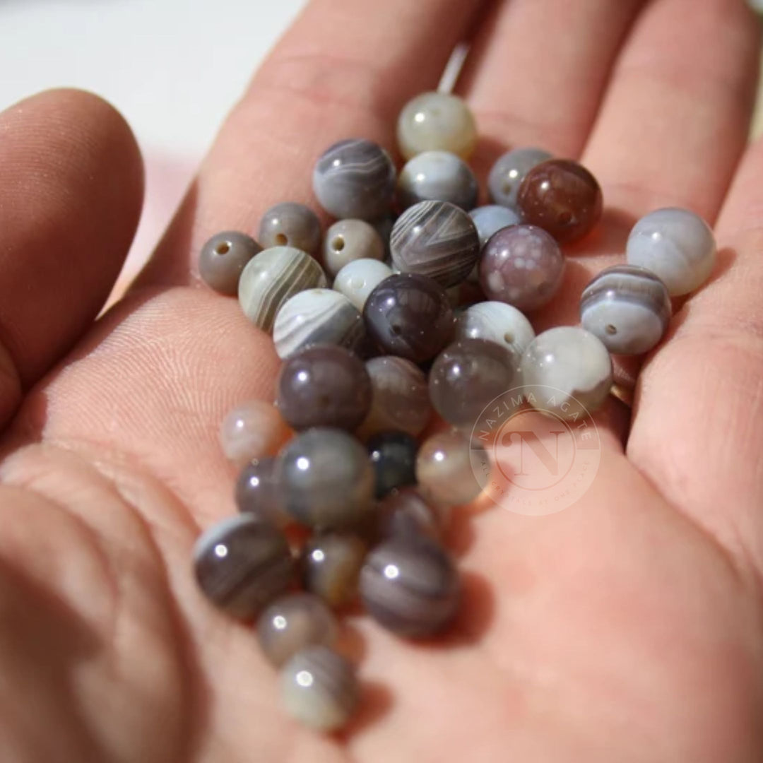 NATURAL BOTSWANA AGATE LOOSE BEADS 8MM