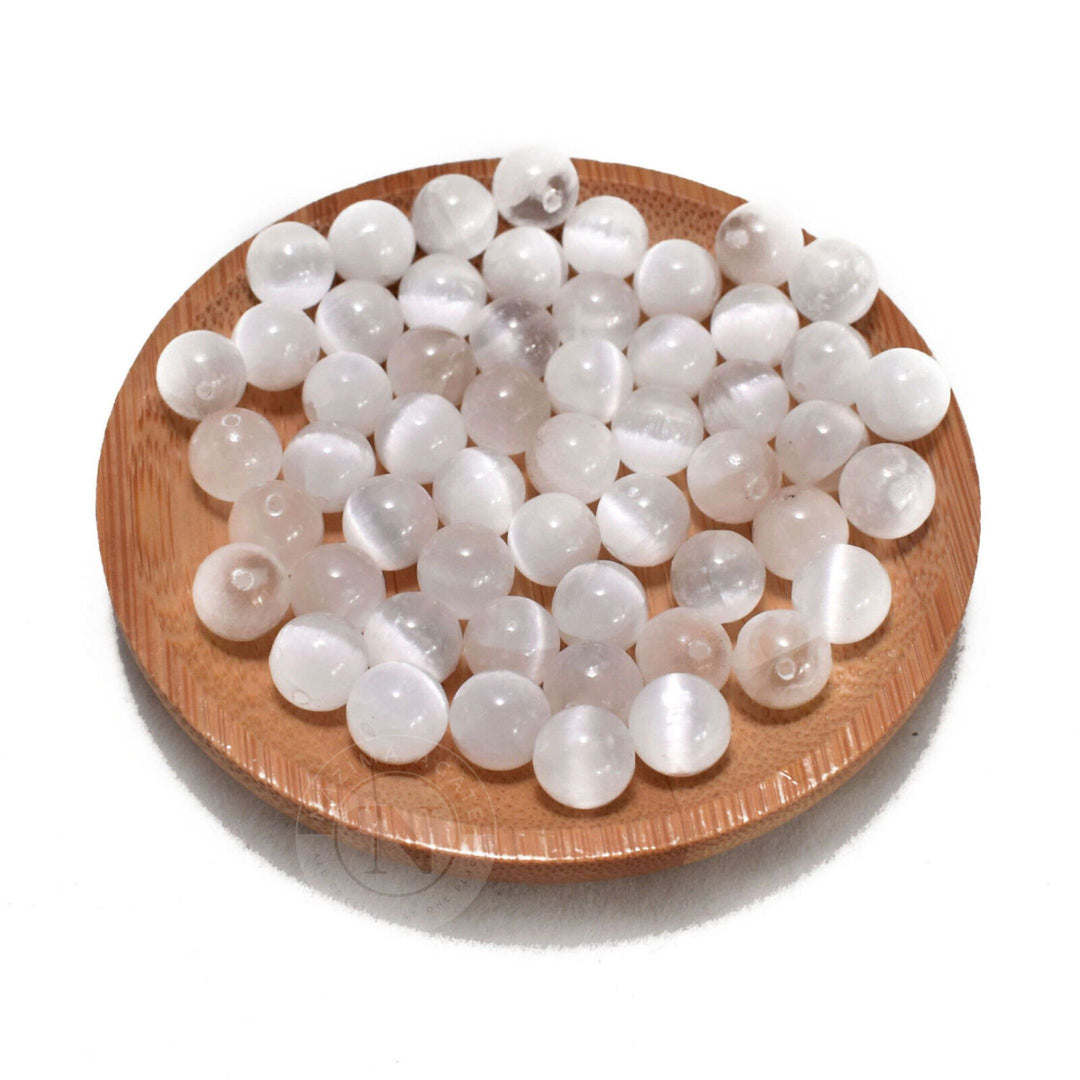 NATURAL SELENITE LOOSE BEADS 8MM