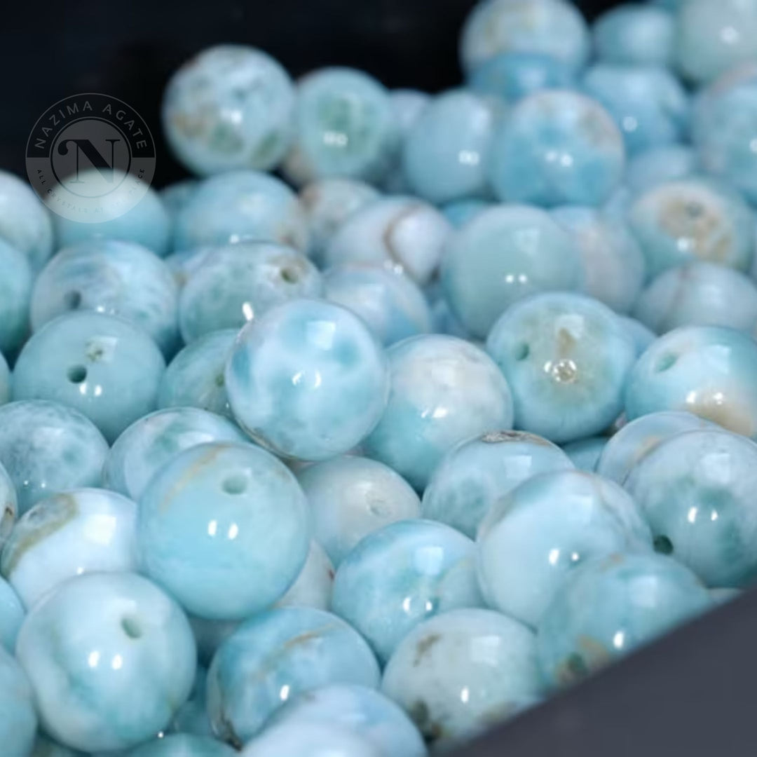 LARIMAR LOOSE BEADS 8MM