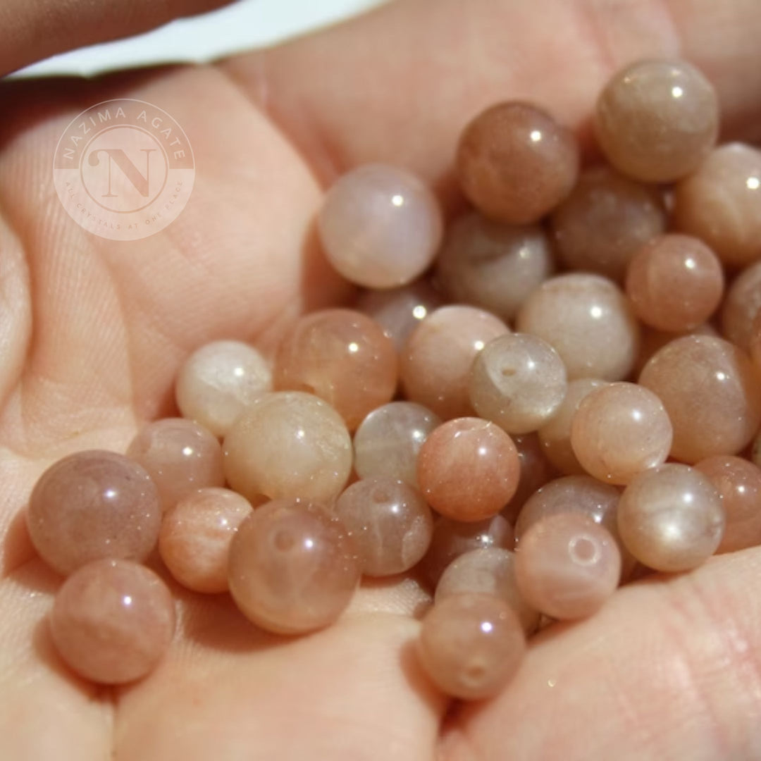 PEACH MOONSTONE LOOSE BEADS 8MM