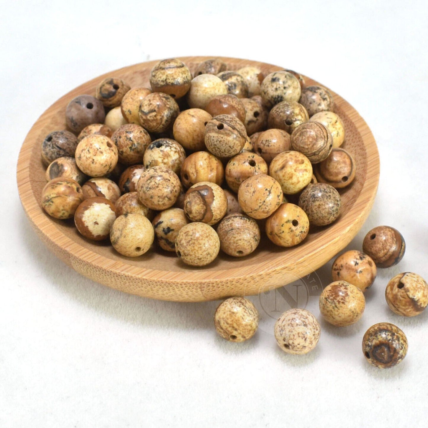 PICTURE JASPER LOOSE BEADS 8MM