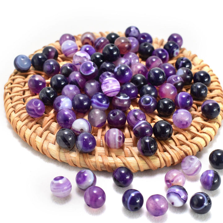 PURPLE AGATE LOOSE BEADS 8MM