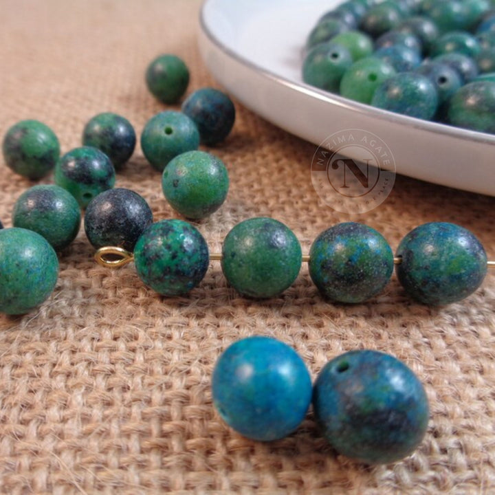 CHRYSOCOLLA AZURITE LOOSE BEADS 8MM