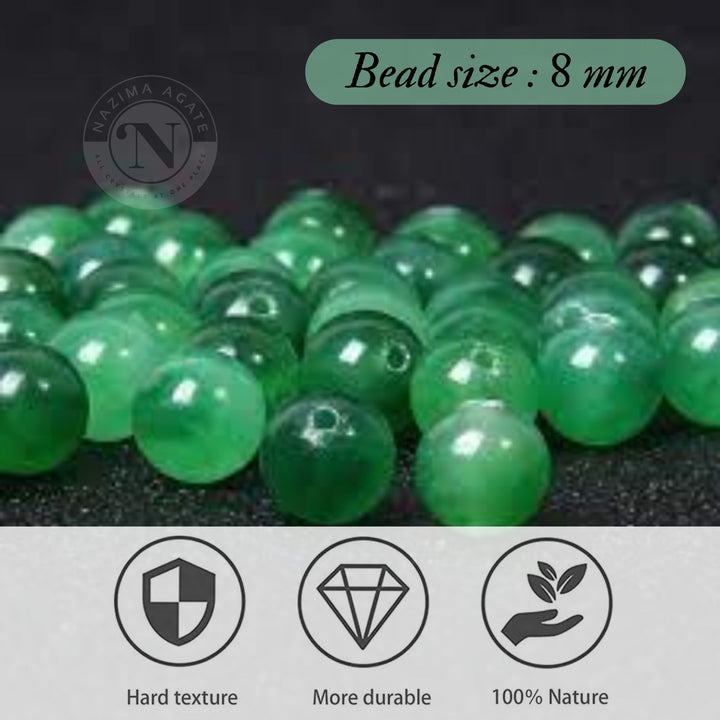 GREEN JADE LOOSE BEADS 8MM