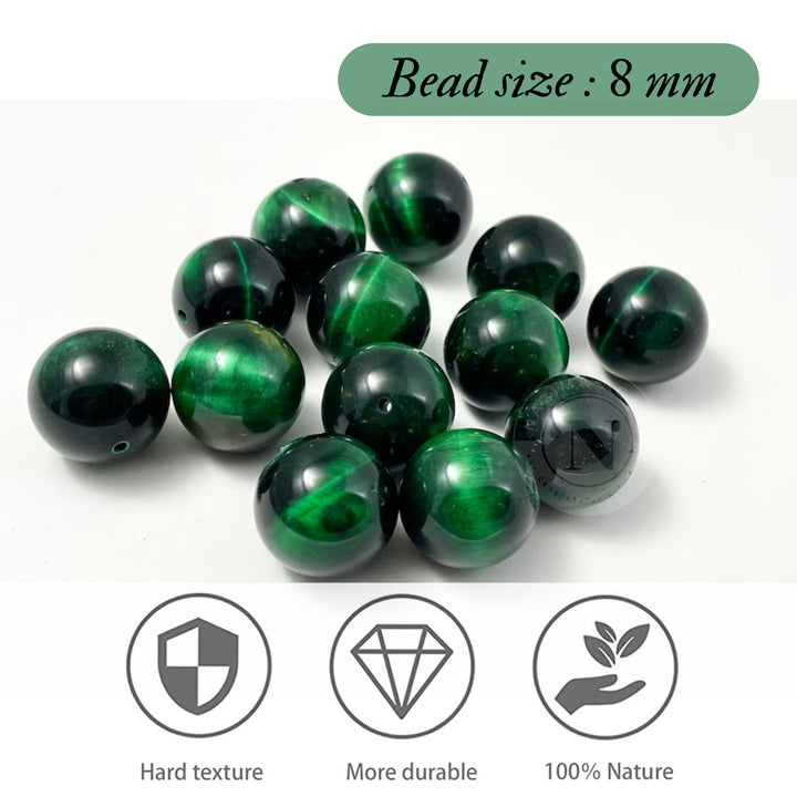 GREEN TIGER EYE LOOSE BEADS 8MM