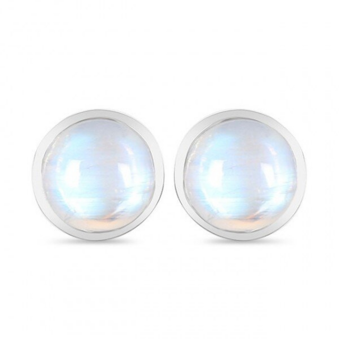 RAINBOW MOONSTONE STERLING SILVER STUD EARRING