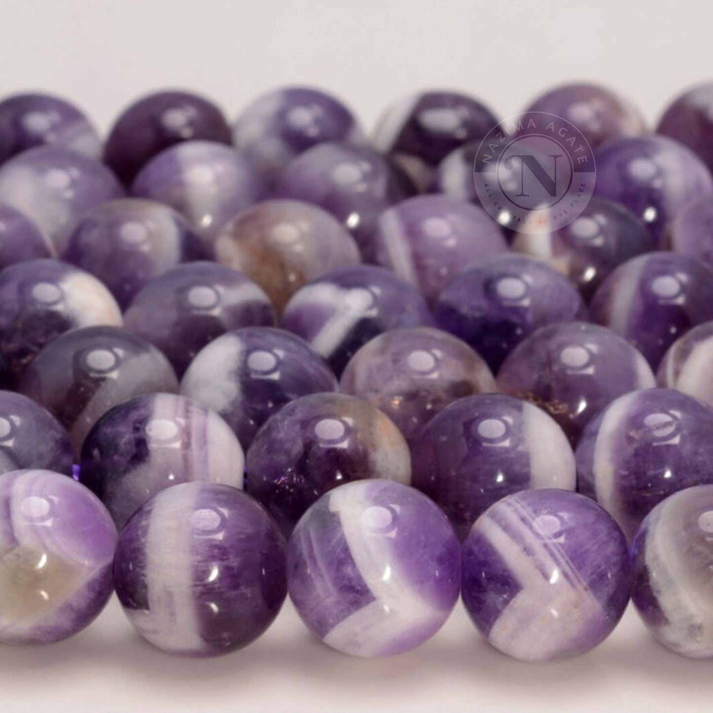 BANDED AMETHYST LOOSE BEADS 8MM