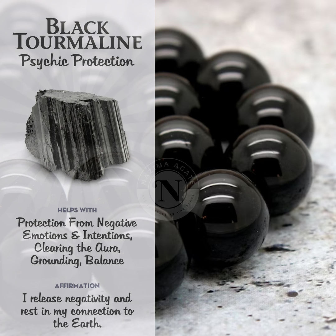 BLACK TOURMALINE LOOSE BEADS 8MM