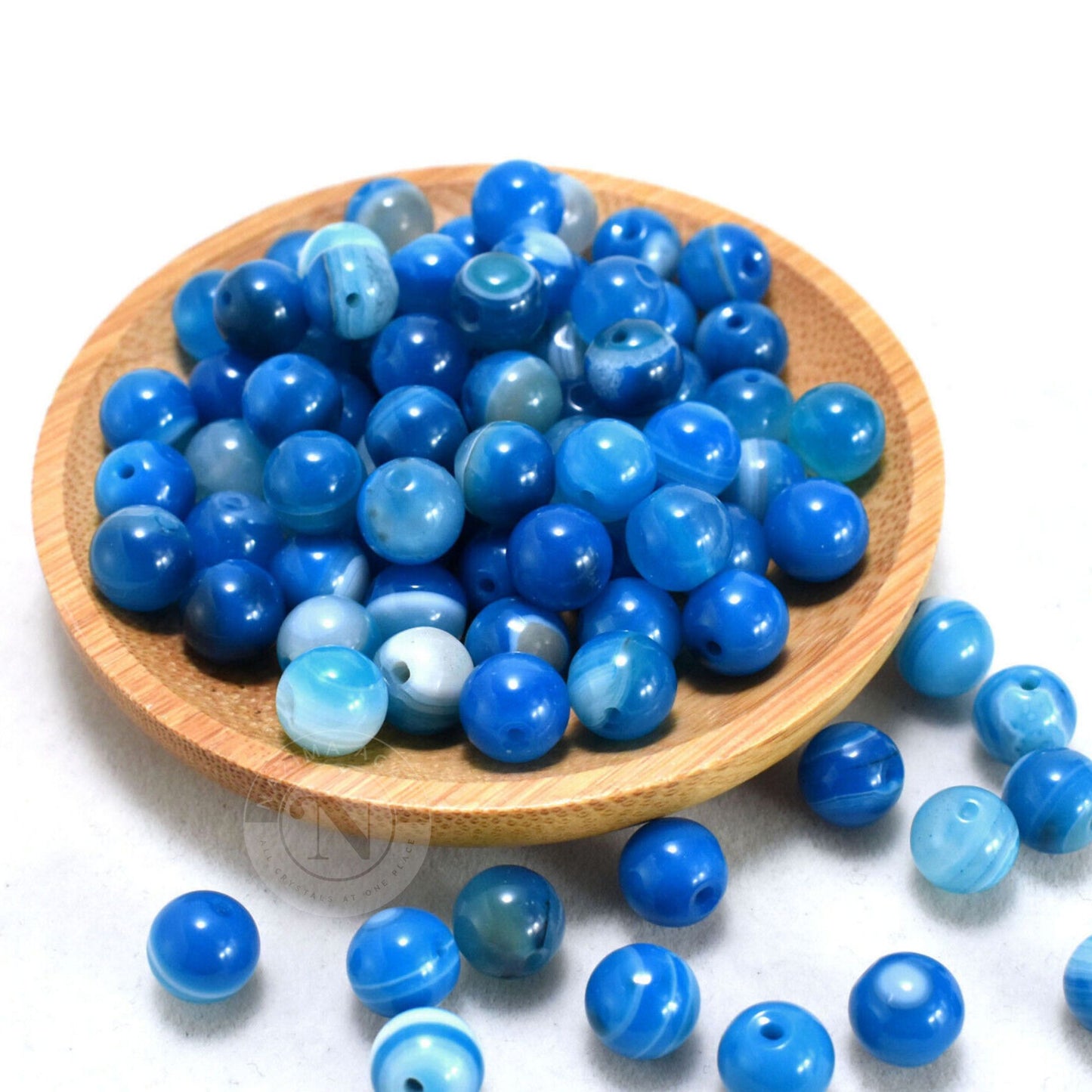 BLUE AGATE LOOSE BEADS 8MM