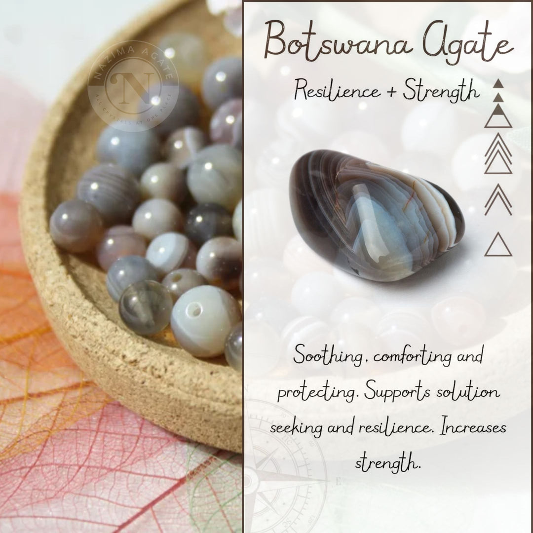 NATURAL BOTSWANA AGATE LOOSE BEADS 8MM