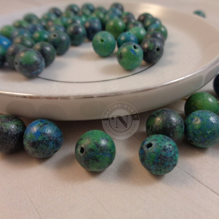 CHRYSOCOLLA AZURITE LOOSE BEADS 8MM