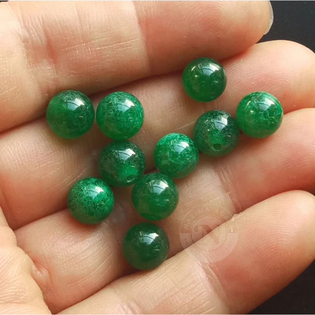 GREEN JADE LOOSE BEADS 8MM