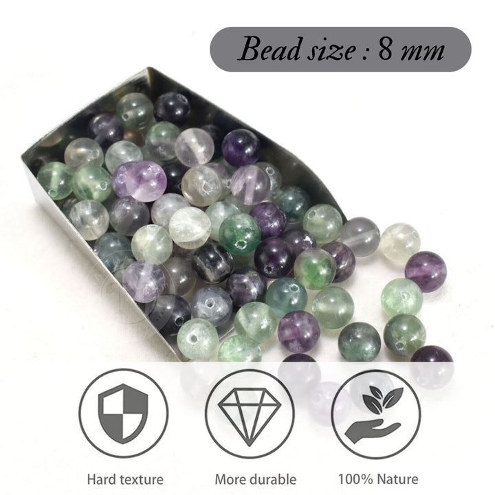 MULTI FLOURITE LOOSE BEADS 8MM