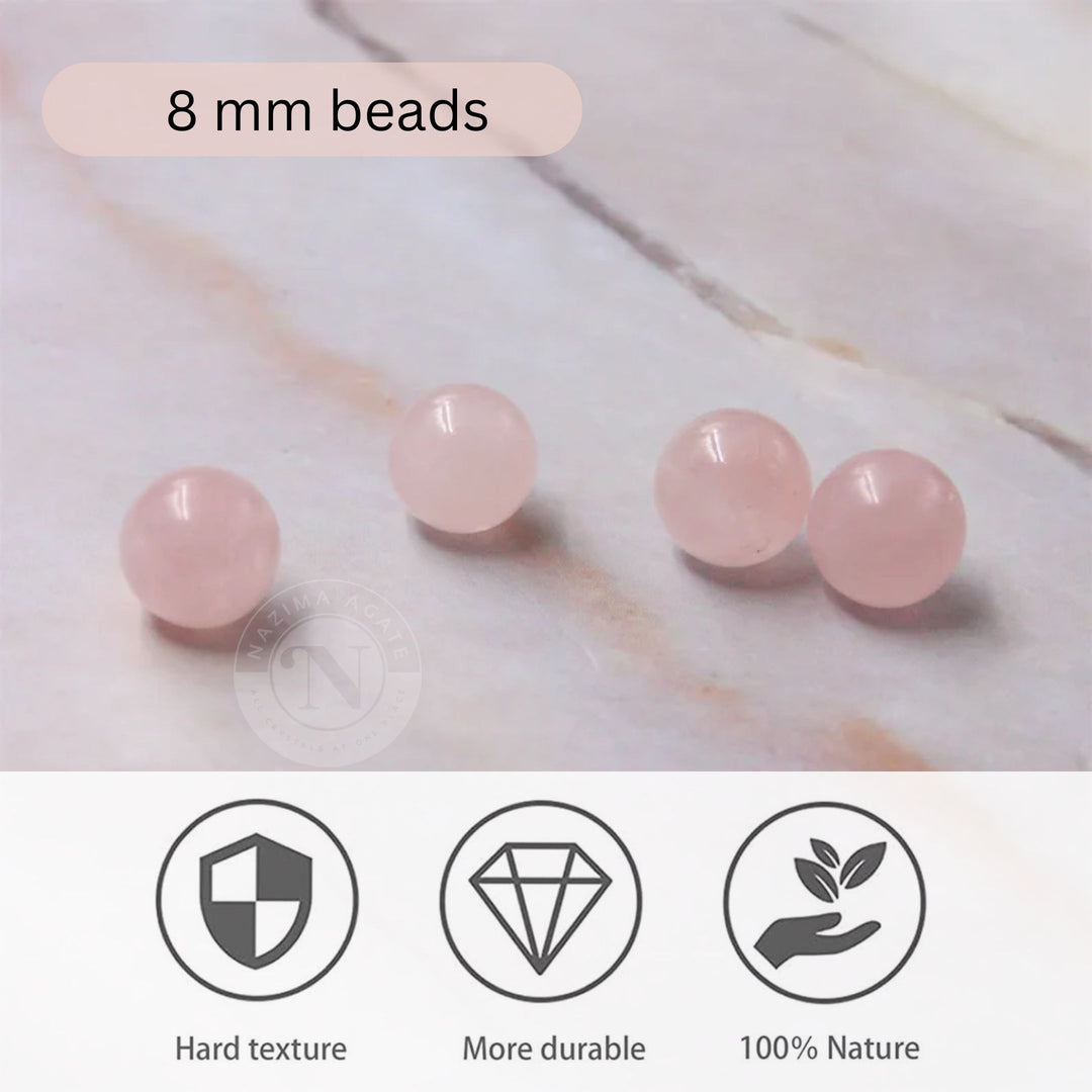 NATURAL ROSE QUARTZ LOOSE BEADS 8MM