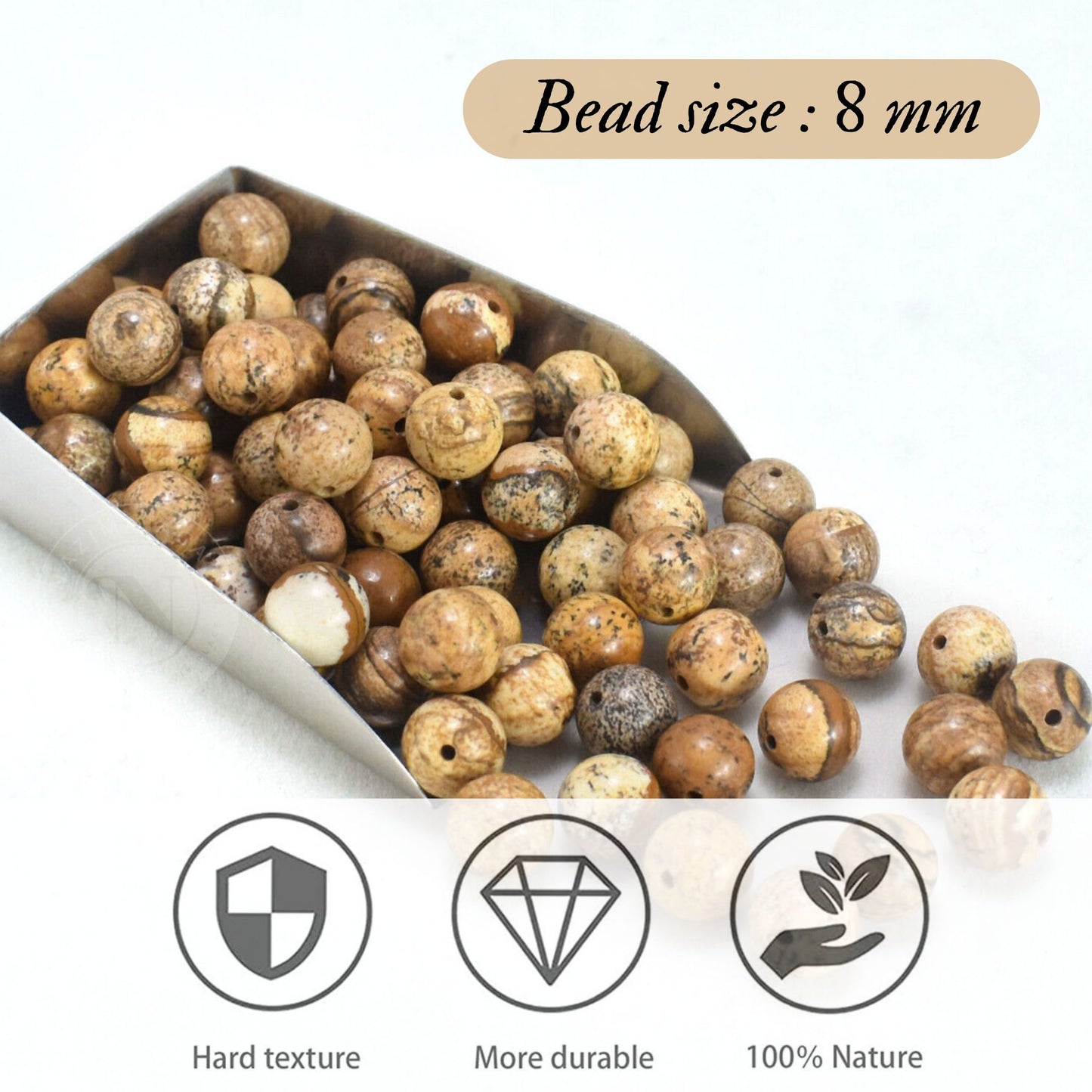 PICTURE JASPER LOOSE BEADS 8MM