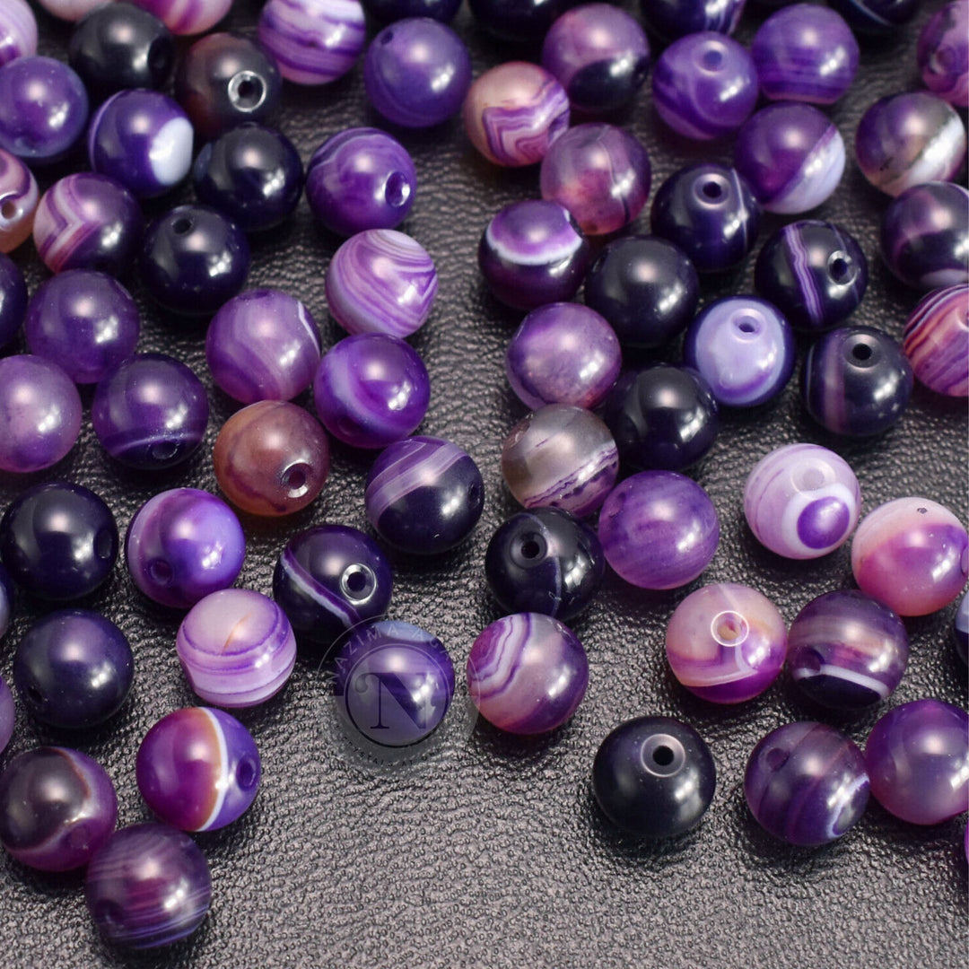 PURPLE AGATE LOOSE BEADS 8MM