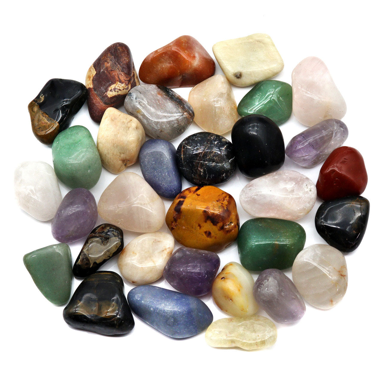 Mixed gemstones tumbled gemstones  / 1 lb. Lot - 30-50 mm avg